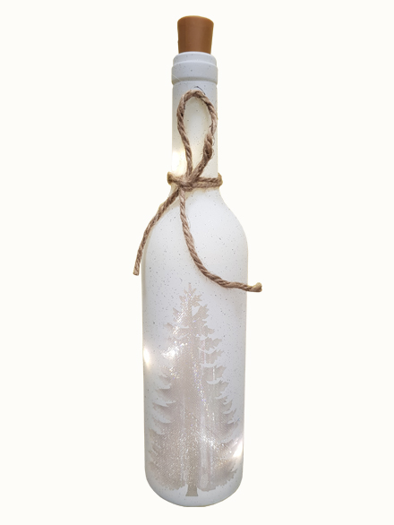 Botella navidea con luz